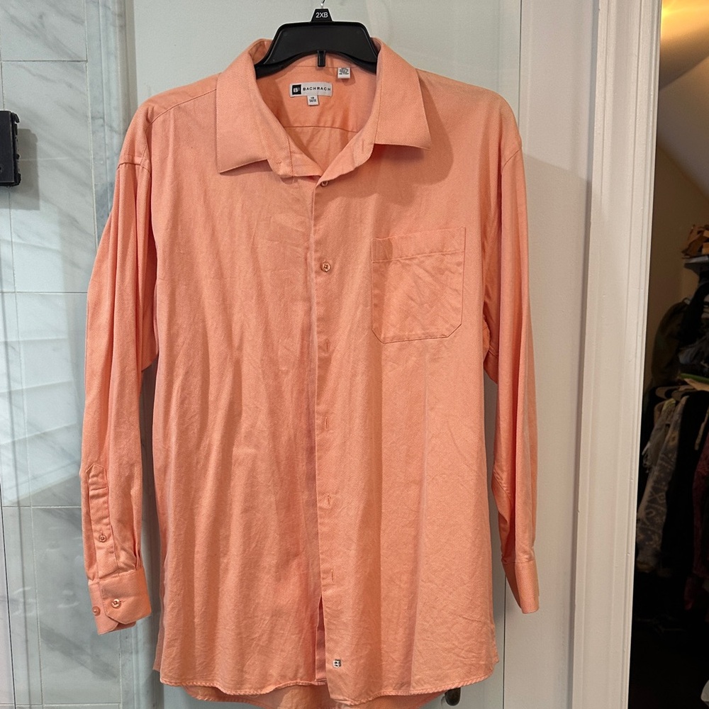 Bachrach Men's Coral Button-Down Shirt